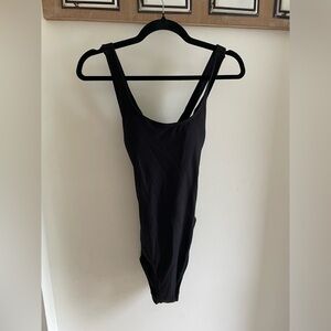 Andie Black Ribbed Scoop One-Piece Swimsuit